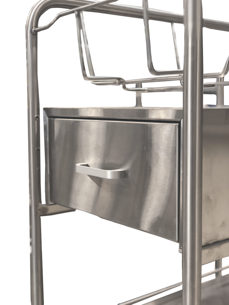 Stainless Steel Bassinet Carrier with End Drawer | Novum Medical Products