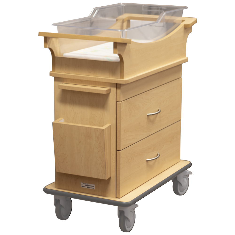 wooden hospital bassinet