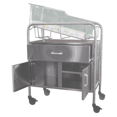 Stainless Steel Bassinet with Drawer and 12" Closed Cabinet - Image 2
