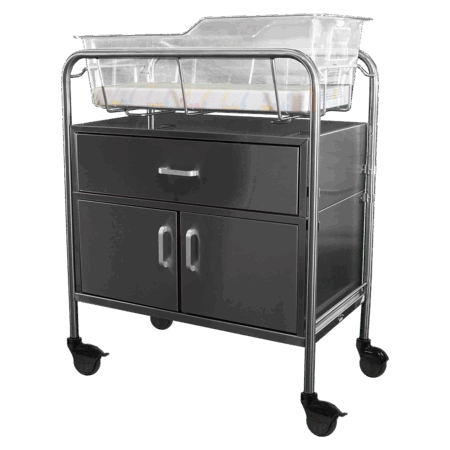 Stainless Steel Bassinet with Drawer and 12″ Closed Cabinet by Novum Medical Products