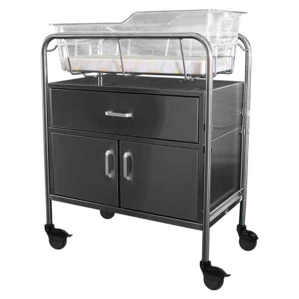 Stainless Steel Bassinet with Drawer and 12″ Closed Cabinet by Novum Medical Products