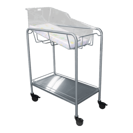 Stainless Steel Bassinet Carrier with Bottom Shelf & Rails - Image 2