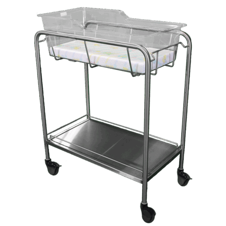 Stainless Steel Bassinet Carrier with Bottom Shelf & Rails by Novum Medical Products