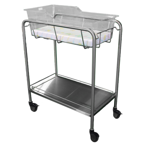 Stainless Steel Bassinet Carrier with Bottom Shelf & Rails by Novum Medical Products