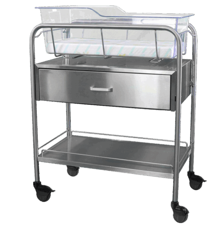 Stainless Steel Bassinet Carrier with Drawer & Bottom Shelf by Novum Medical Products