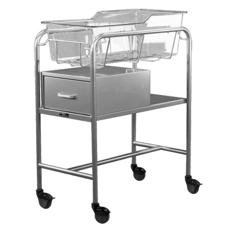 Stainless Steel Bassinet Carrier with End Drawer by Novum Medical Products