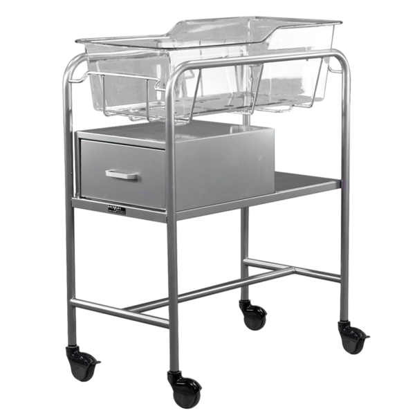 Stainless Steel Bassinet Carrier with End Drawer by Novum Medical Products