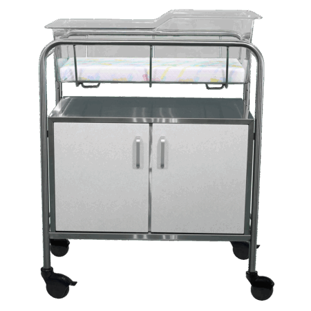 Stainless Steel Wood Faced Bassinet with Closed Cabinet by Novum Medical Products