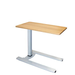 An iSeries adjustable overbed hospital table.