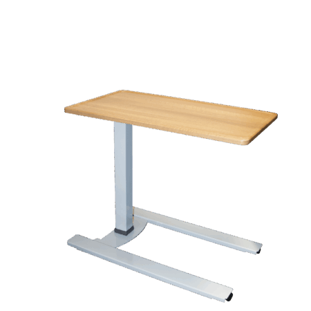 An iSeries adjustable overbed hospital table.