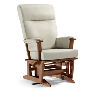 A white hospital glider rocker chair.