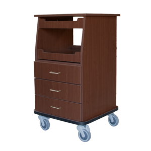 Wooden Fetal Monitor Cart - Truffle